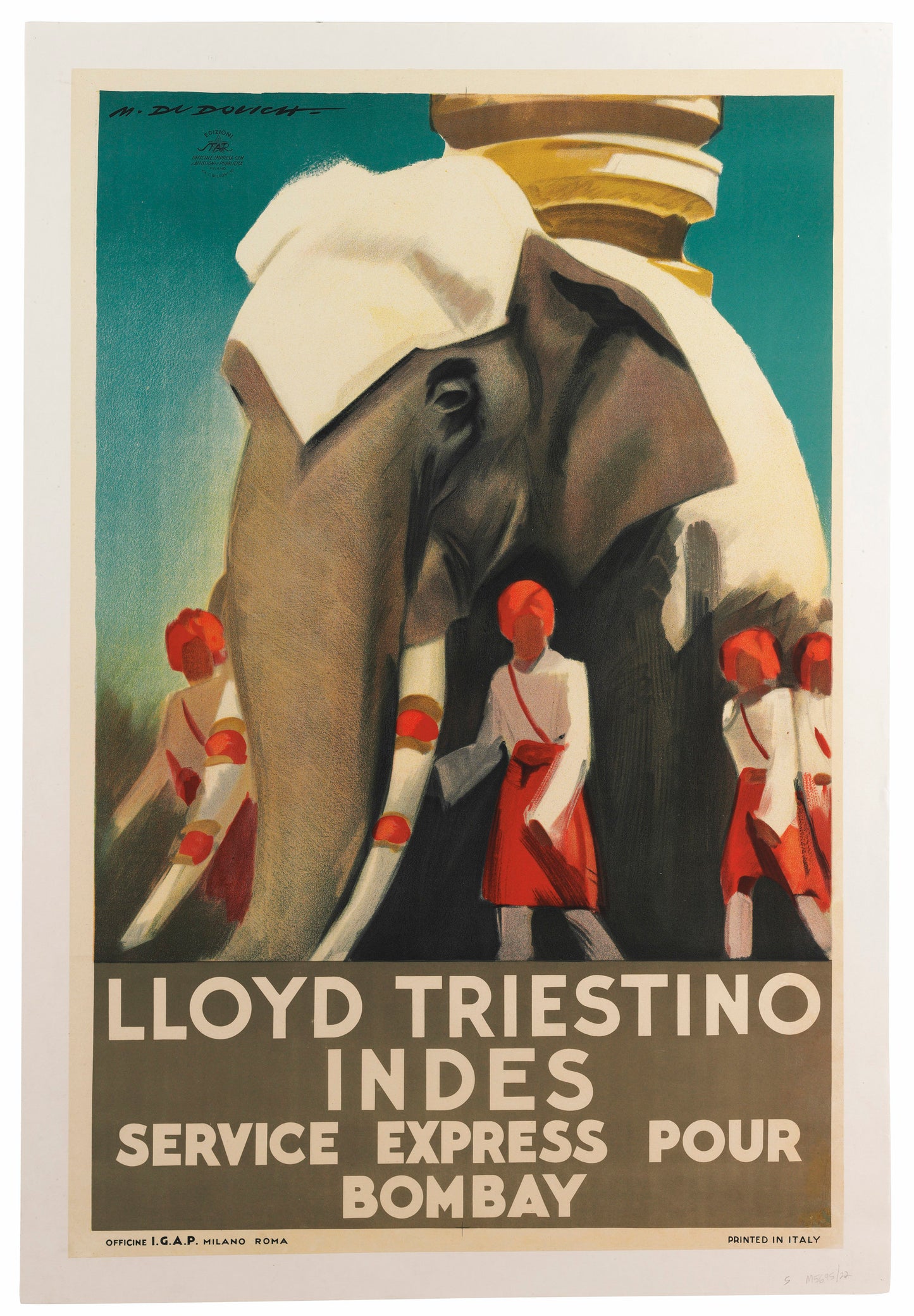 Vintage travel poster India Llloyd Triestino Bombay c 1930s