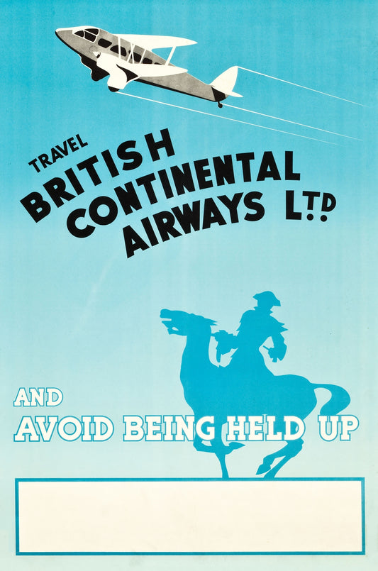 Vintage Travel poster - British Continental Airways c1936