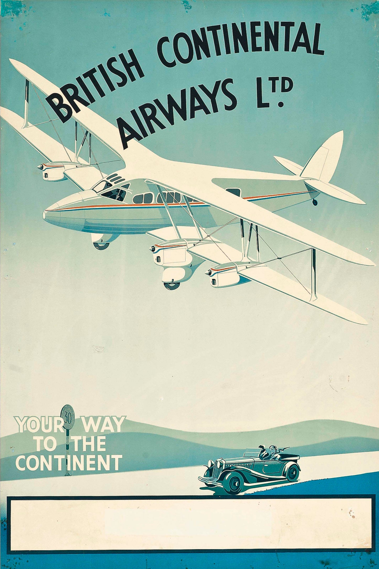 Vintage aviation Poster- British Continental c1935