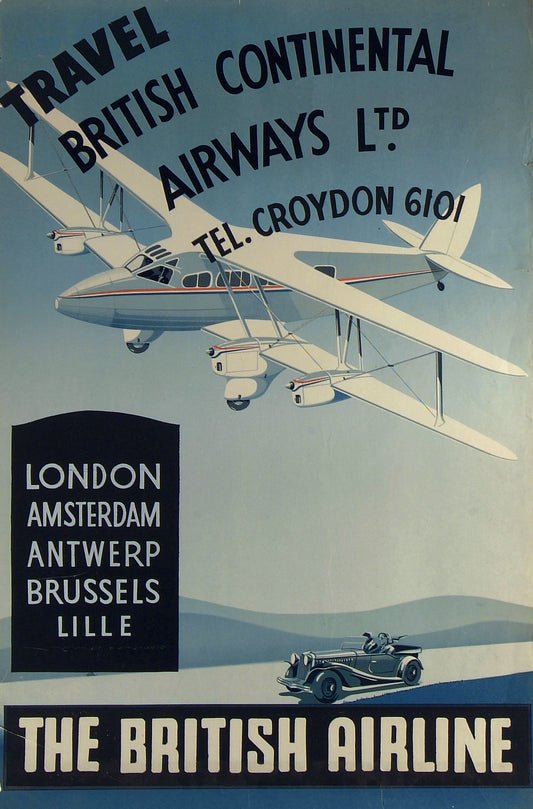 Vintage aviation Poster- British Continental c1935