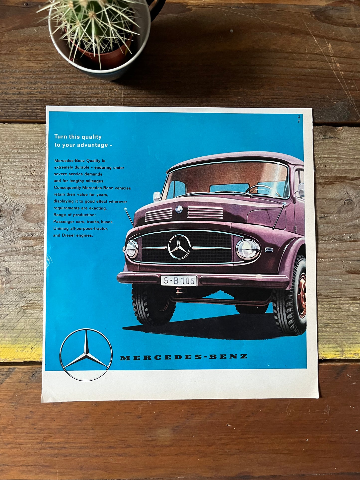 Mercedes truck vintage poster 1960