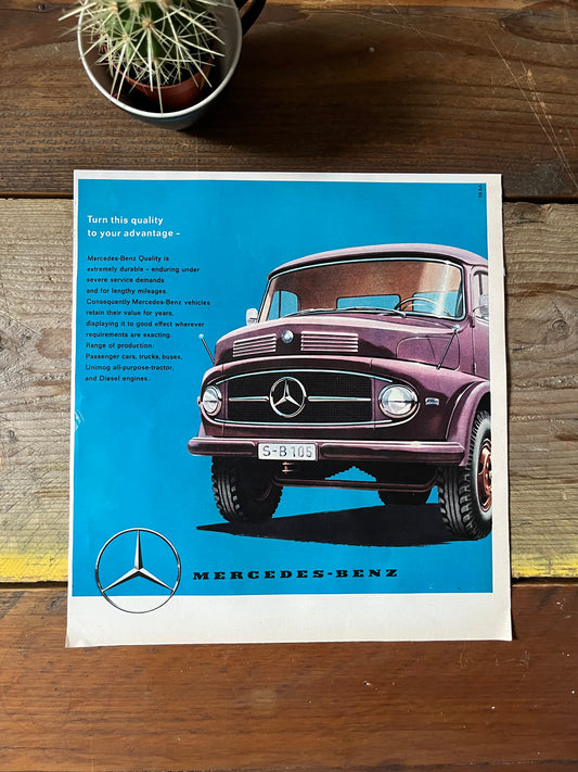 Mercedes truck vintage poster 1960