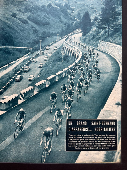 Tour de France vintage print - Alps Grand st Bernard 1959