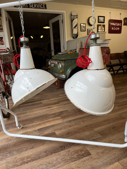 Vintage Parabolic  Factory Lamp Shades - Benjamin 1930s/40s large 43cm diameter (PAIR)