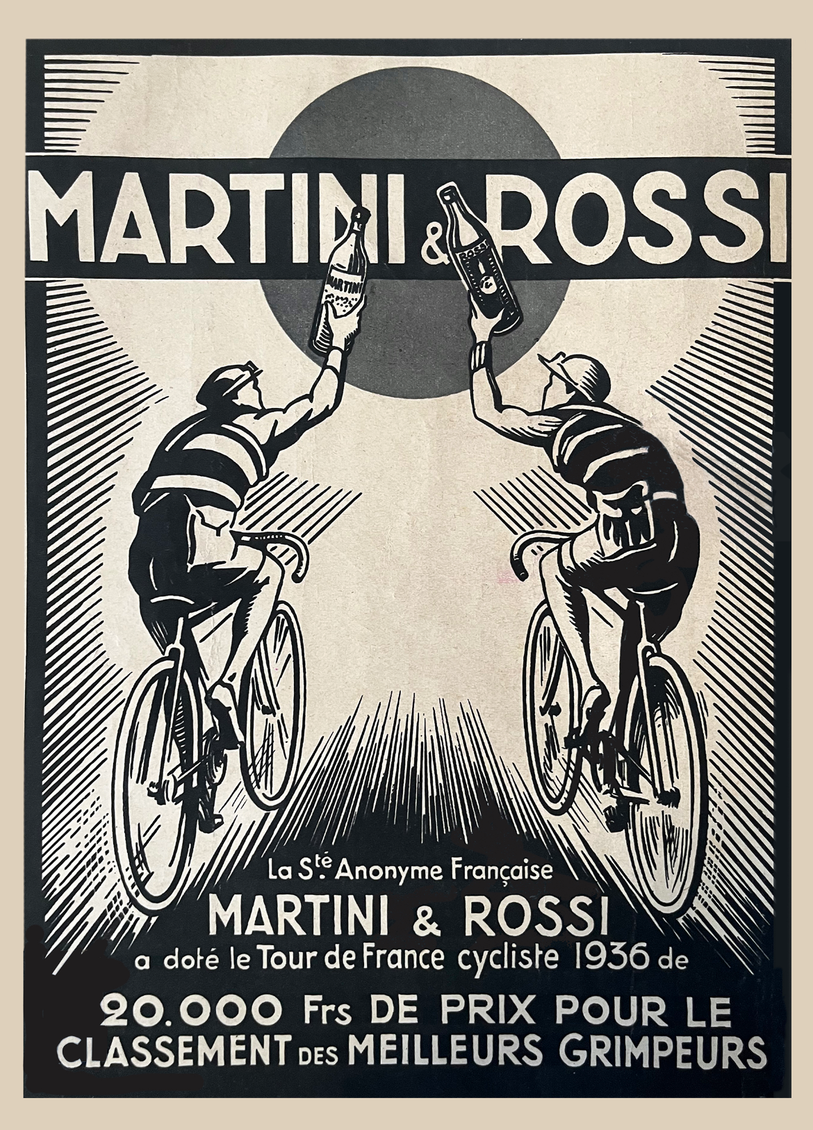 Martini & Rossi Tour de France vintage advertising poster 1936
