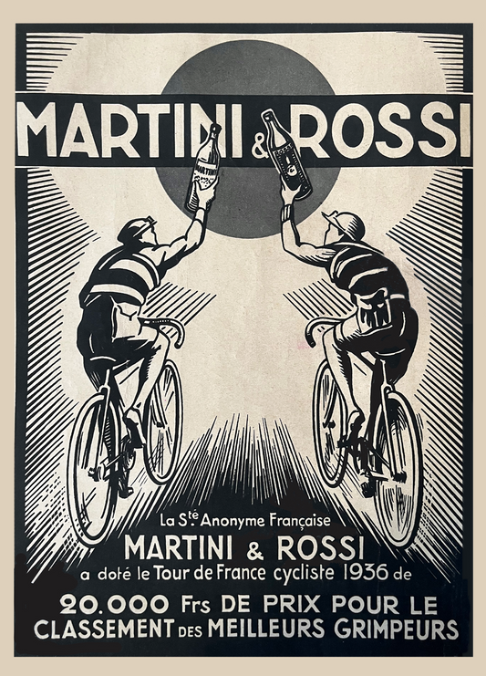 Martini & Rossi Tour de France vintage advertising poster 1936