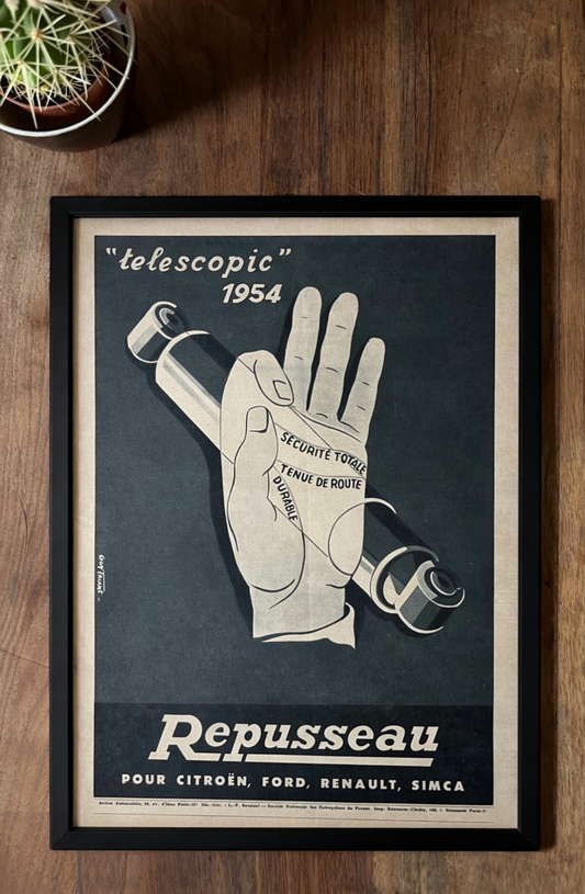 Vintage french 1954 “Repusseau” car advertisement