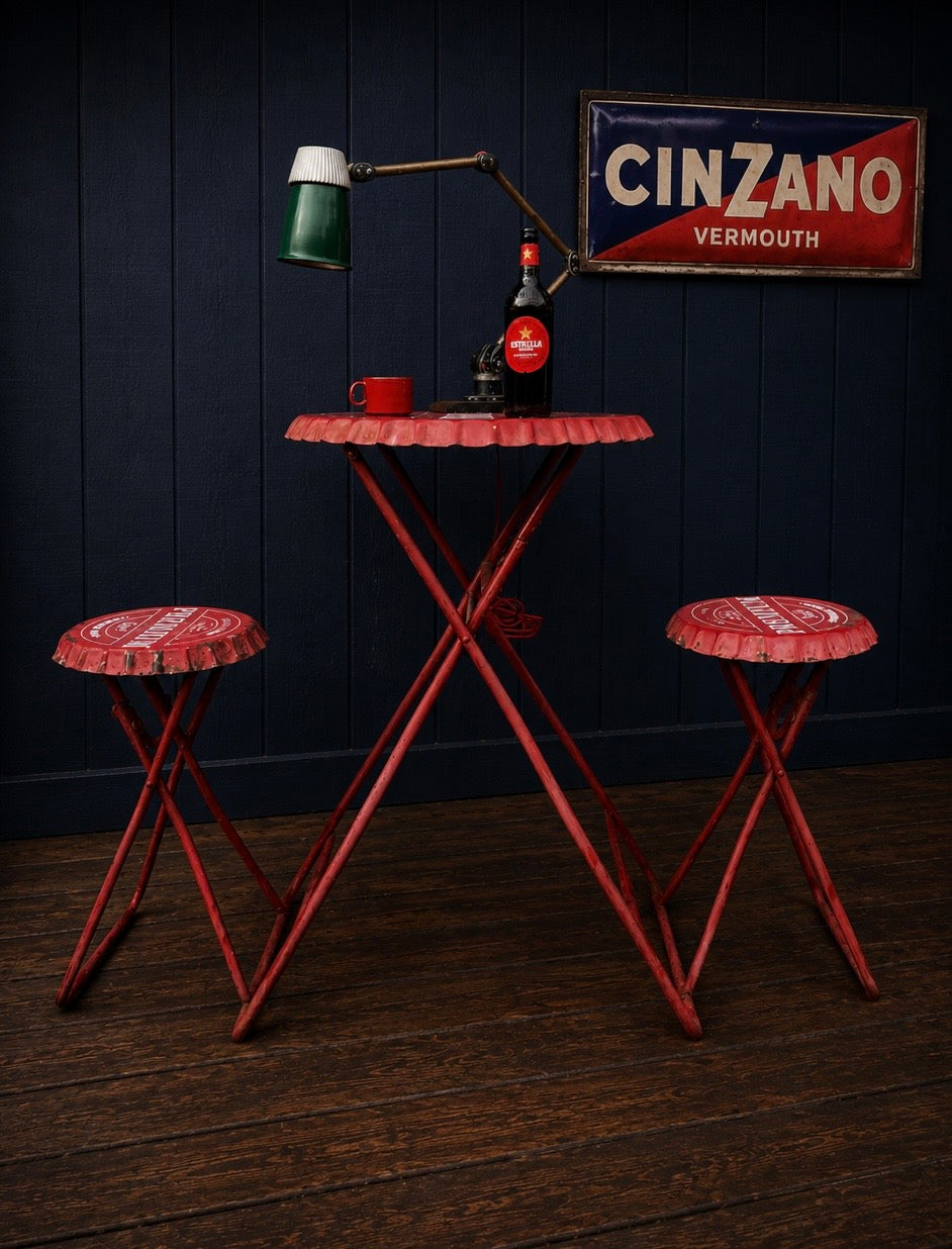 Vintage bottle top bar chair and table set