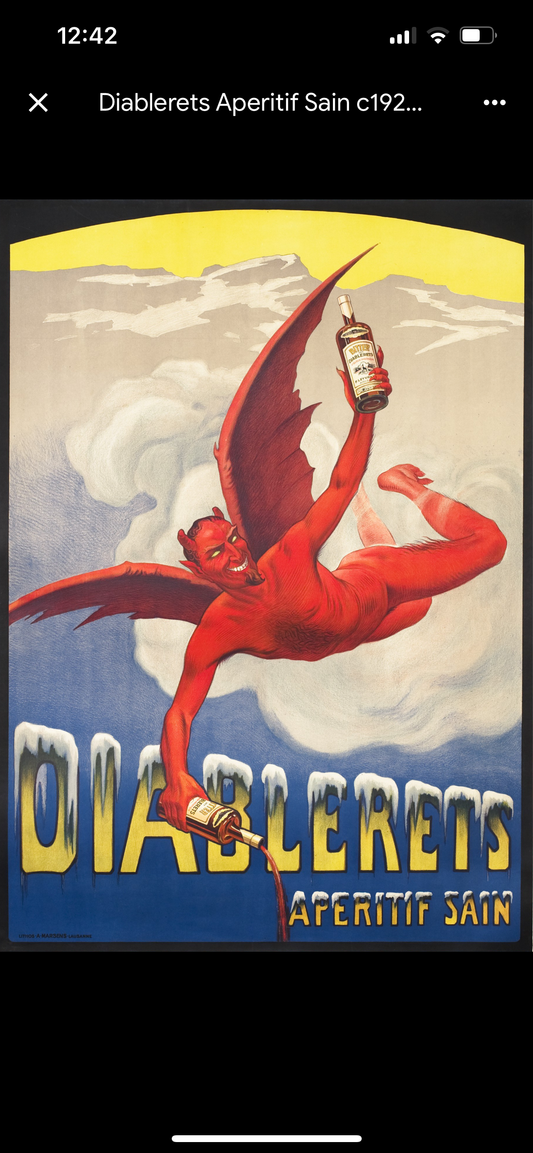 Diablerets Aperitif vintage poster c1928 by Frederic Rouge