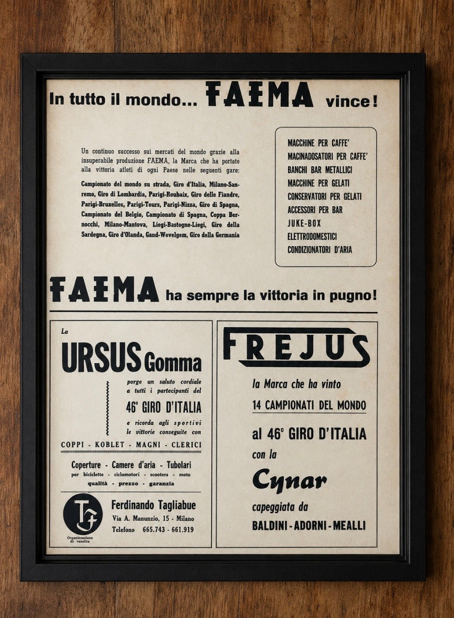 Giro d'italia advertisement 1963