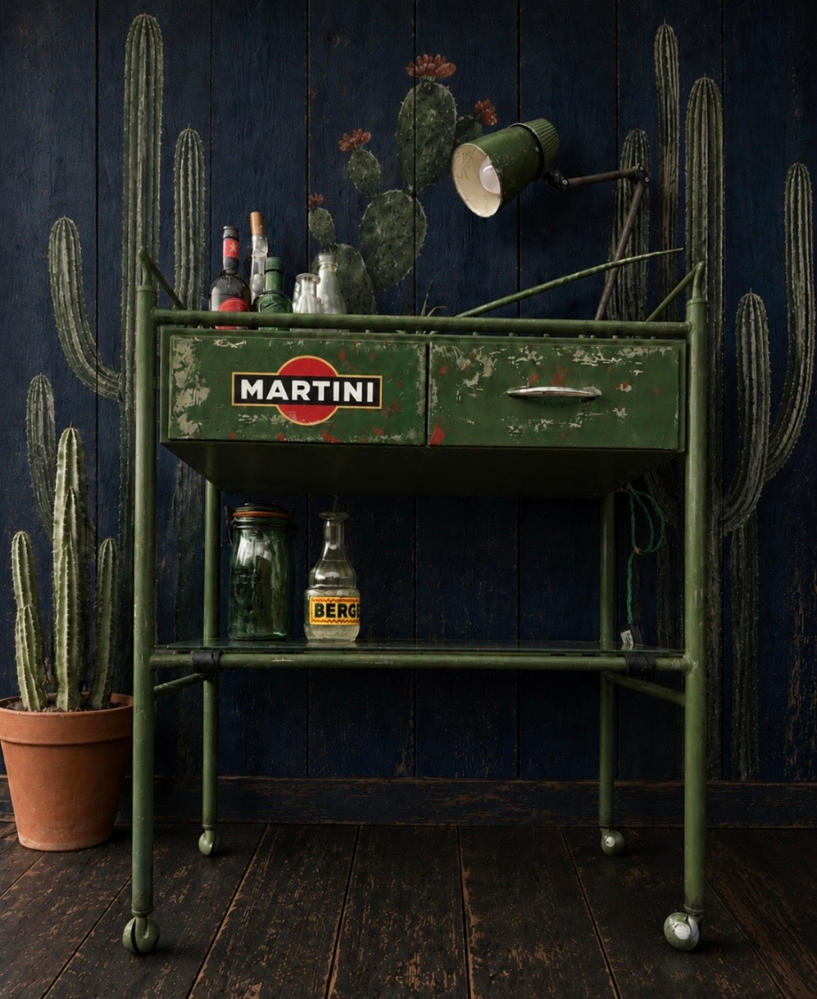Vintage Martini logo drinks trolley ex medical
