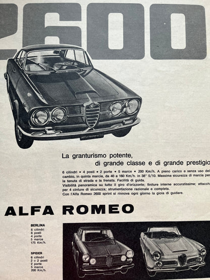 Vintage Alfa Romeo 2600 advertisement 1960s print