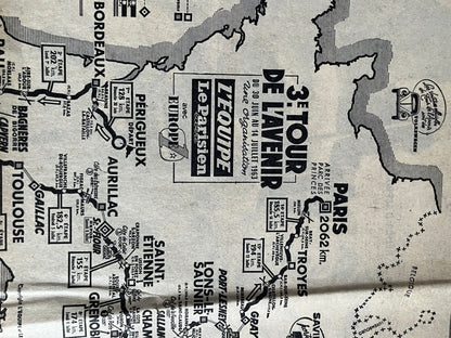 Tour de L’Avenir Perrier vintage route map 1963