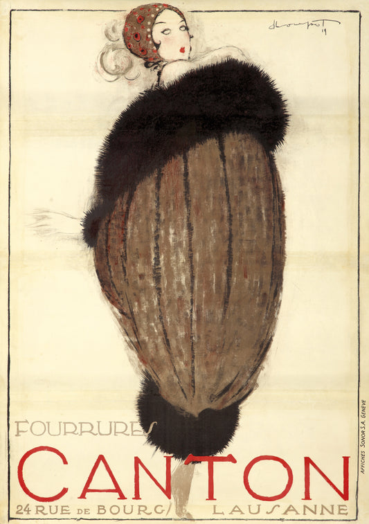 Vintage Advertising Poster - Canton furs c1919 Charles Loupot