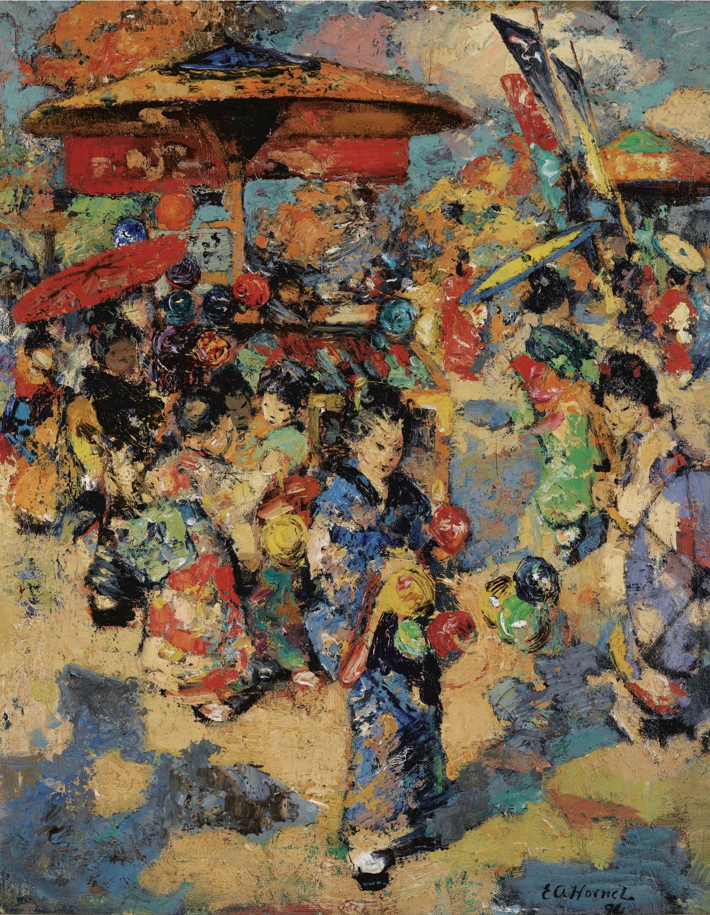 Carnival day, Japan c1894 Edward Atkinson Hornel.