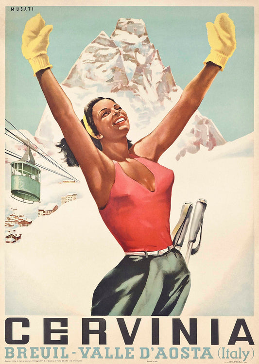 Cervinia vintage ski poster c1938