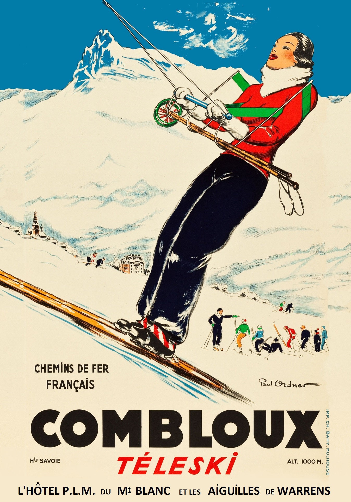 Combloux vintage ski poster c1930s