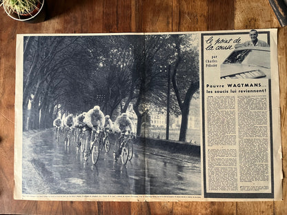 Vintage Tour de France cycling print Brest-Nantes c1958