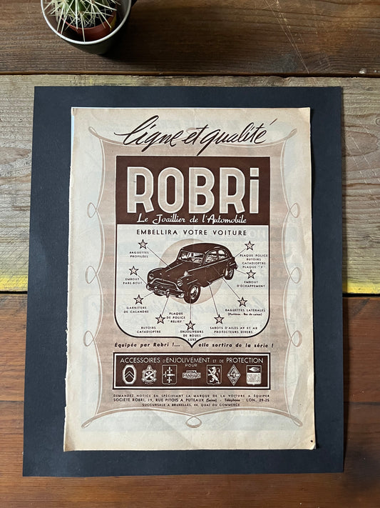Vintage original Robri car accessories Advertisement  1950's