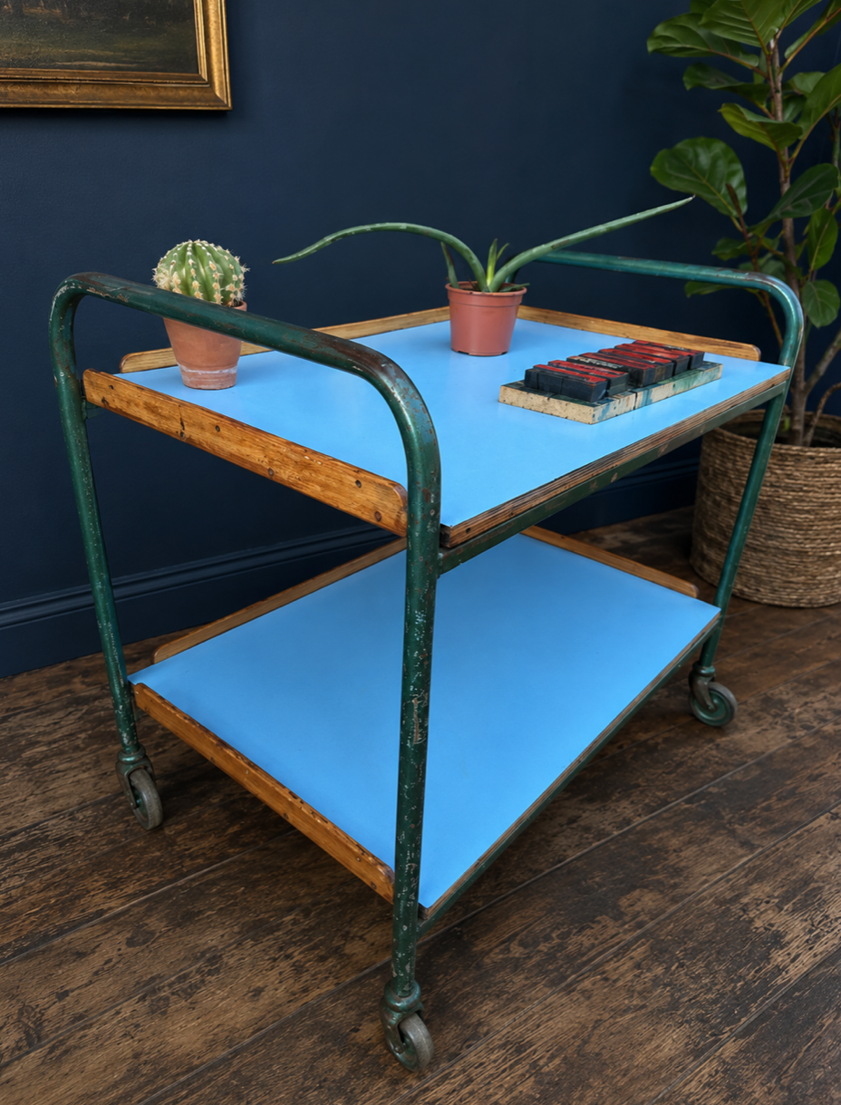 Vintage 1950s ex science lab trolley