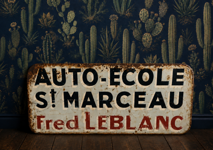 Vintage French Garage Sign Auto “Ecole Fred Le Blanc”