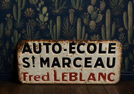 Vintage French Garage Sign Auto “Ecole Fred Le Blanc”