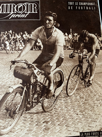 Vintage Tour de France Cycling Print - Original, 1949 Louison Bobet