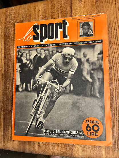 Vintage Cycling Print - Fausto Coppi, Bianchi Original , 1951