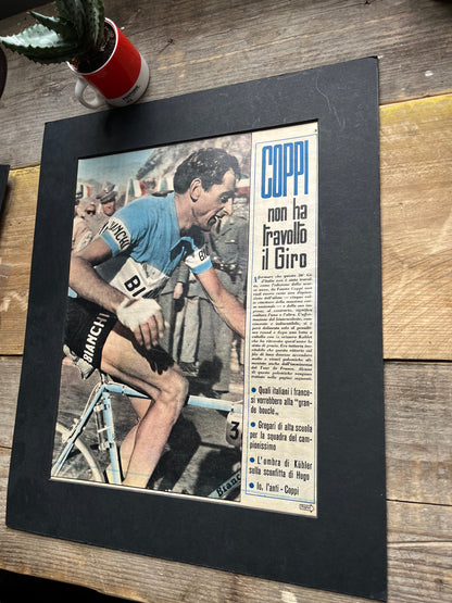 Fausto Coppi Bianchi 1950 original vintage cycling print