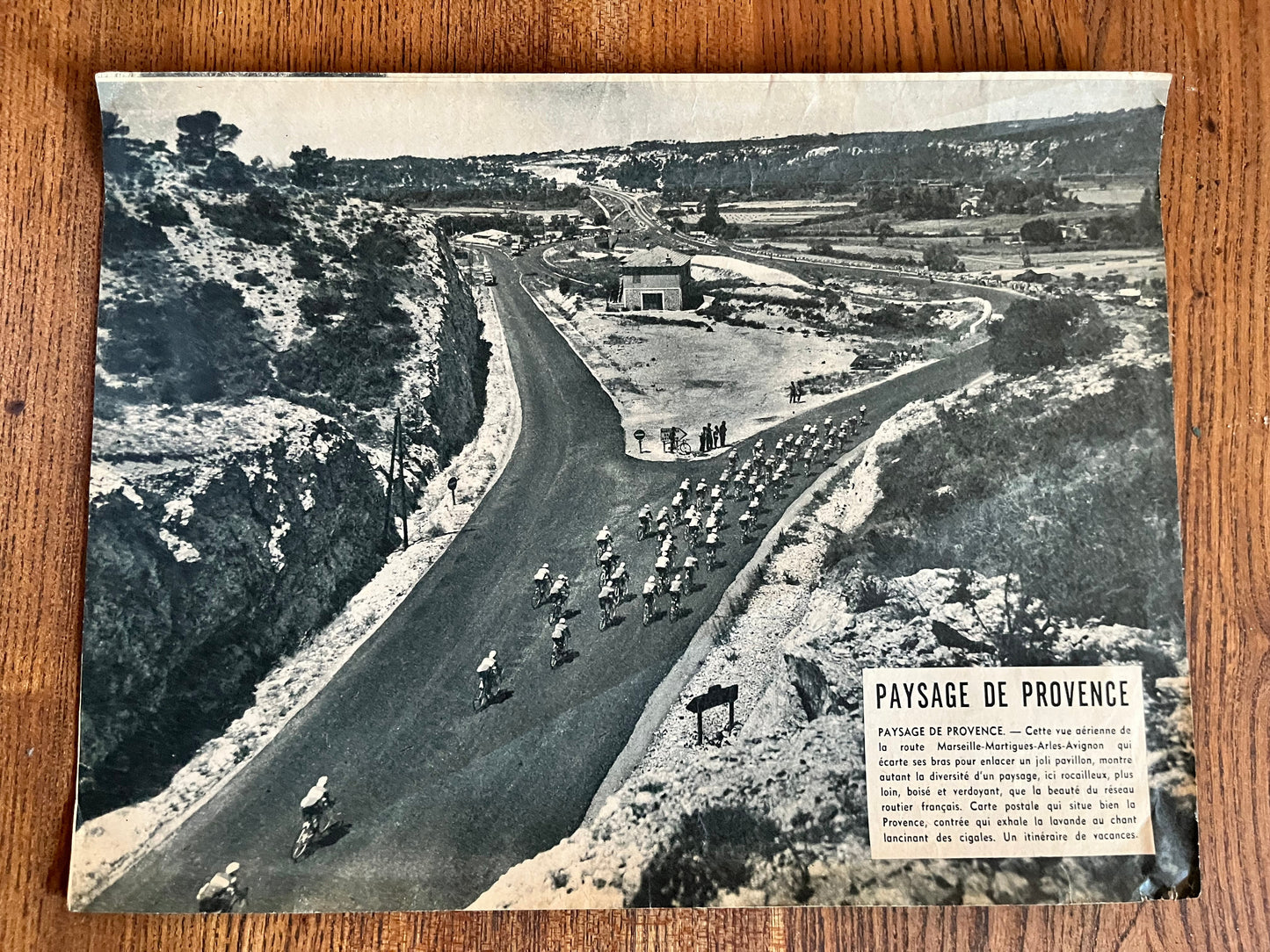 Vintage Tour de France cycling print c1950s Paysage de Provence