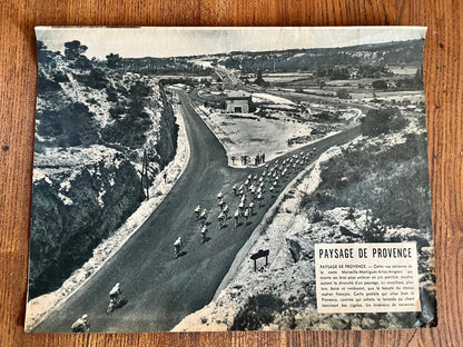 Vintage Tour de France cycling print c1950s Paysage de Provence