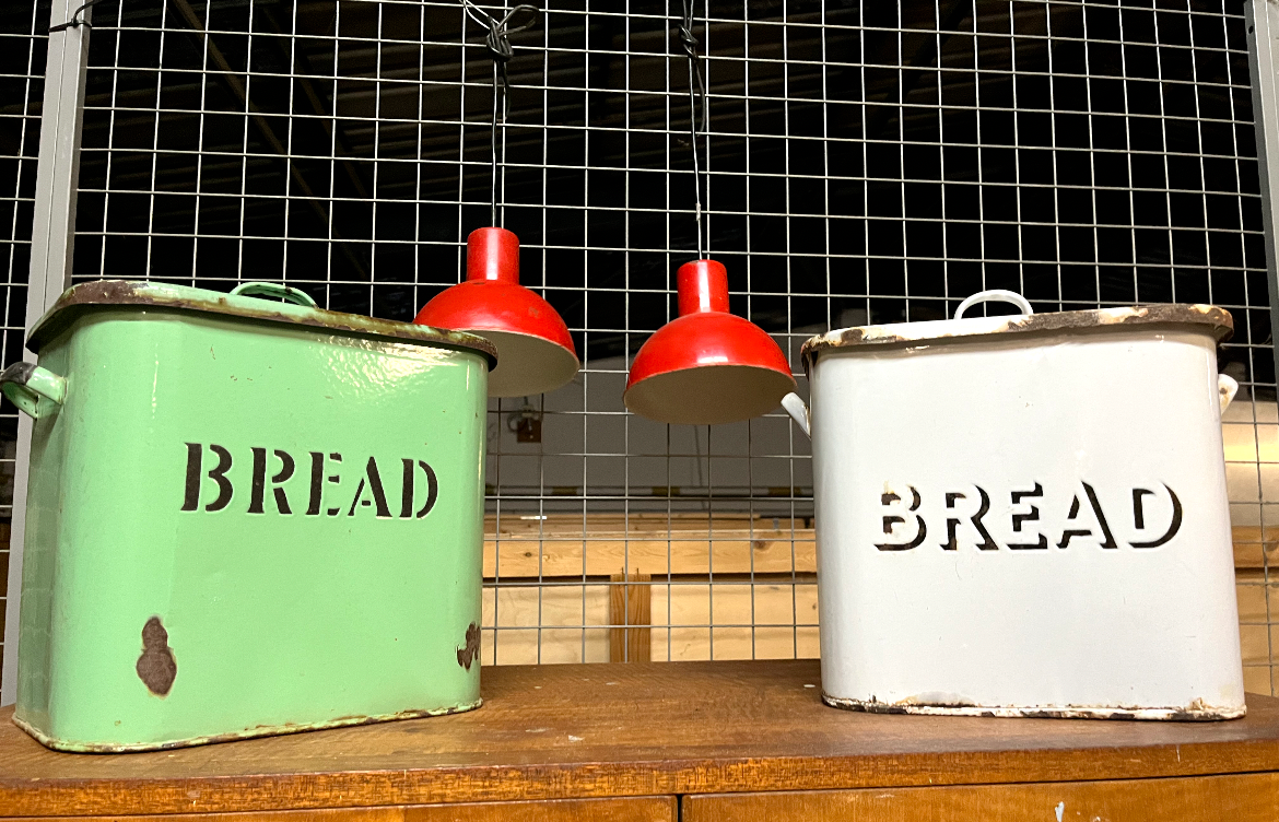 1930s enamel Bread bin White