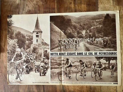 Vintage Tour de France cycling print c1954 Col de Peyresourde