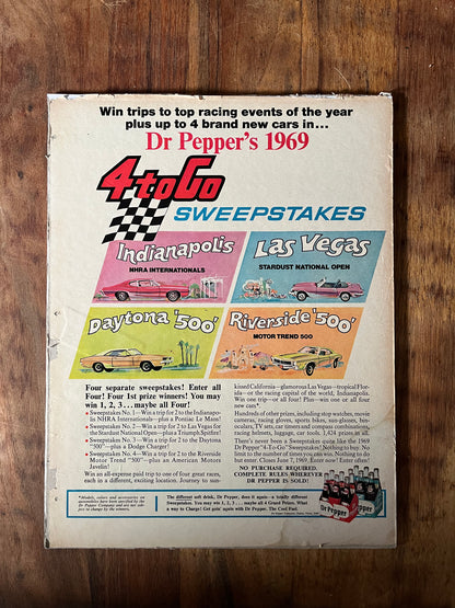 Vintage Dr Pepper 1969 car racing advertising print Indianapolis 500 / Riverside