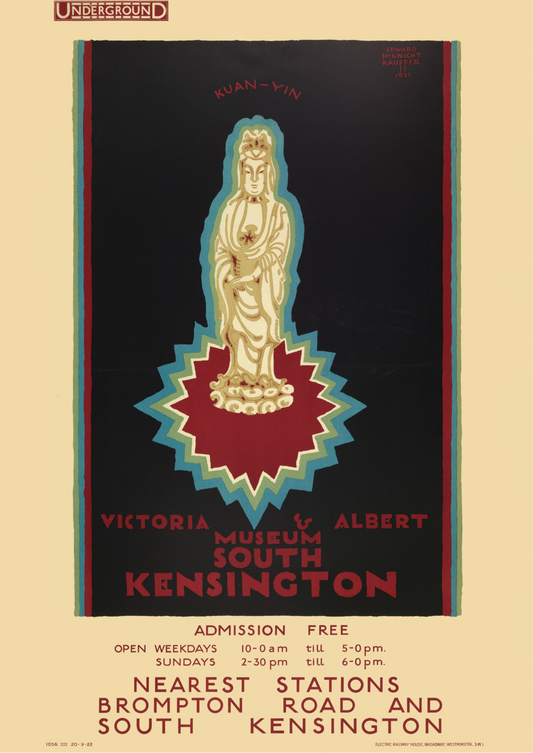London transport Vintage Advertising Poster - Victoria and Albert Museum, by Edward McKnight Kauffer, 1922