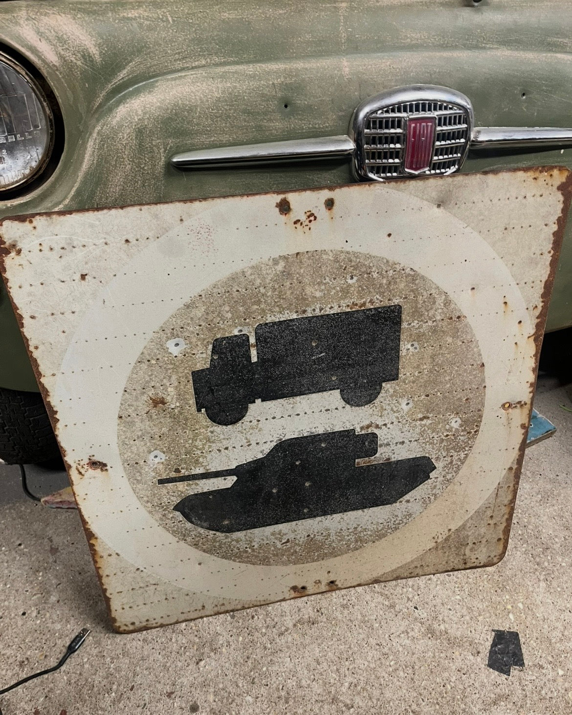 Military base Tank sign c1960s