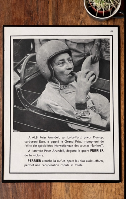 Peter Arundell vintage french motor racing print Perrier c1967