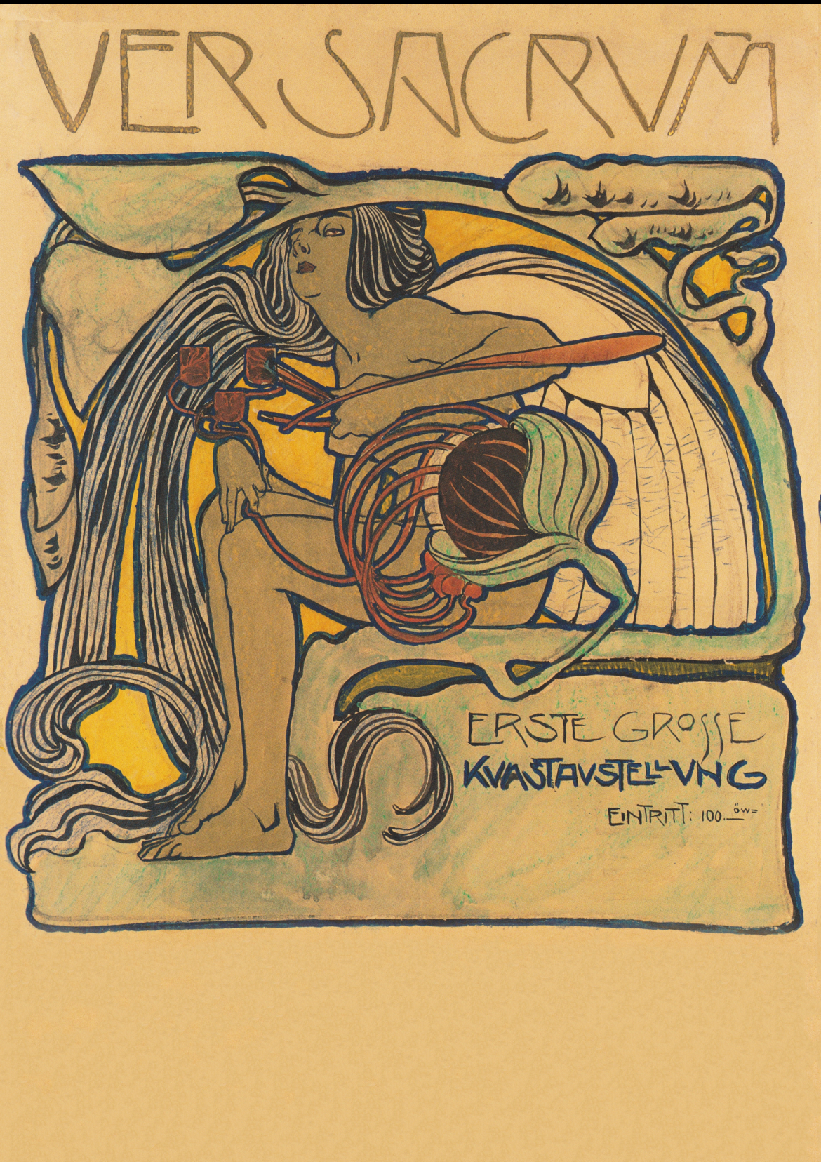 Vintage advertising poster -  Ver Sacrum Erste GrosseKolomon Moser -Austria 1897.