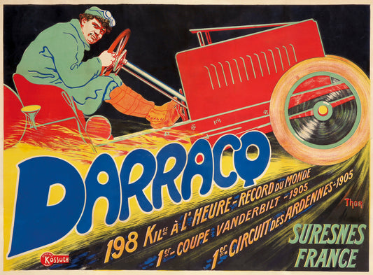 Vintage Racing car poster - Darracq c1906 by Walter Thor