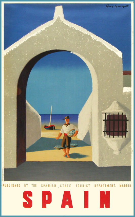 Spain White Archway - Vintage Travel Poster