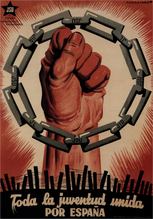 Spanish civil war Vintage Poster - “Toda La juventud unida por espana” c1937