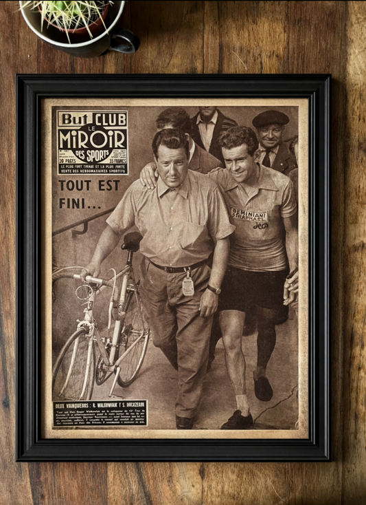Vintage Tour de France cycling print Roger Walkowiak 1956