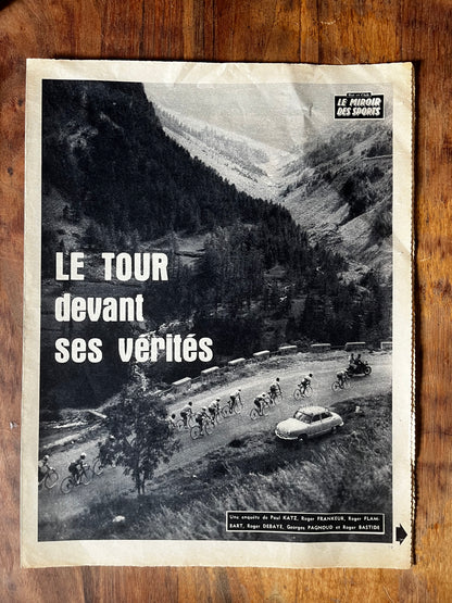 Vintage Tour de France cycling print “Le tour devant des verites” c1963