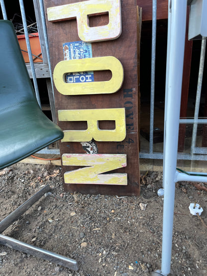 “PORN” reclaimed shop lettering custom signage