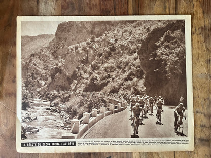 Vintage Tour de France cycling print c1951 Gorges de Cavirac