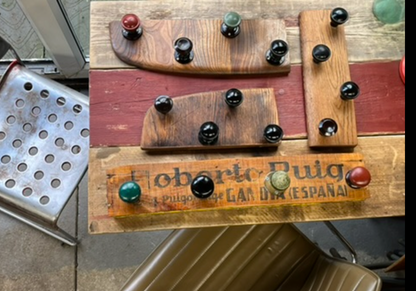 Reclaimed Spanish orange crate coat hanger