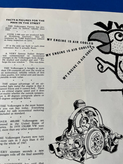 Vintage VW Volkswagen Beetle advertisement- Parrot 1960s