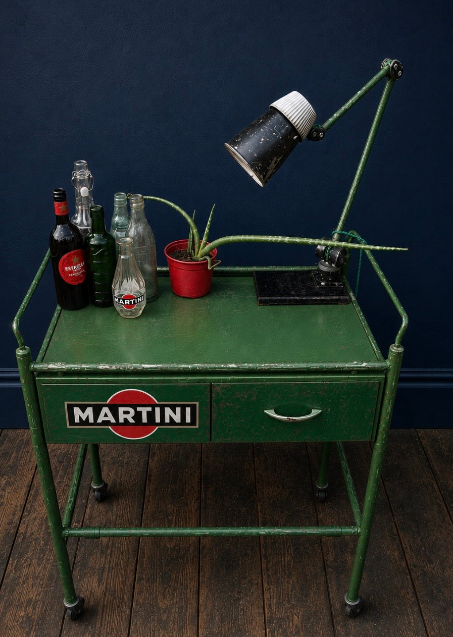 Vintage Martini logo drinks trolley ex medical