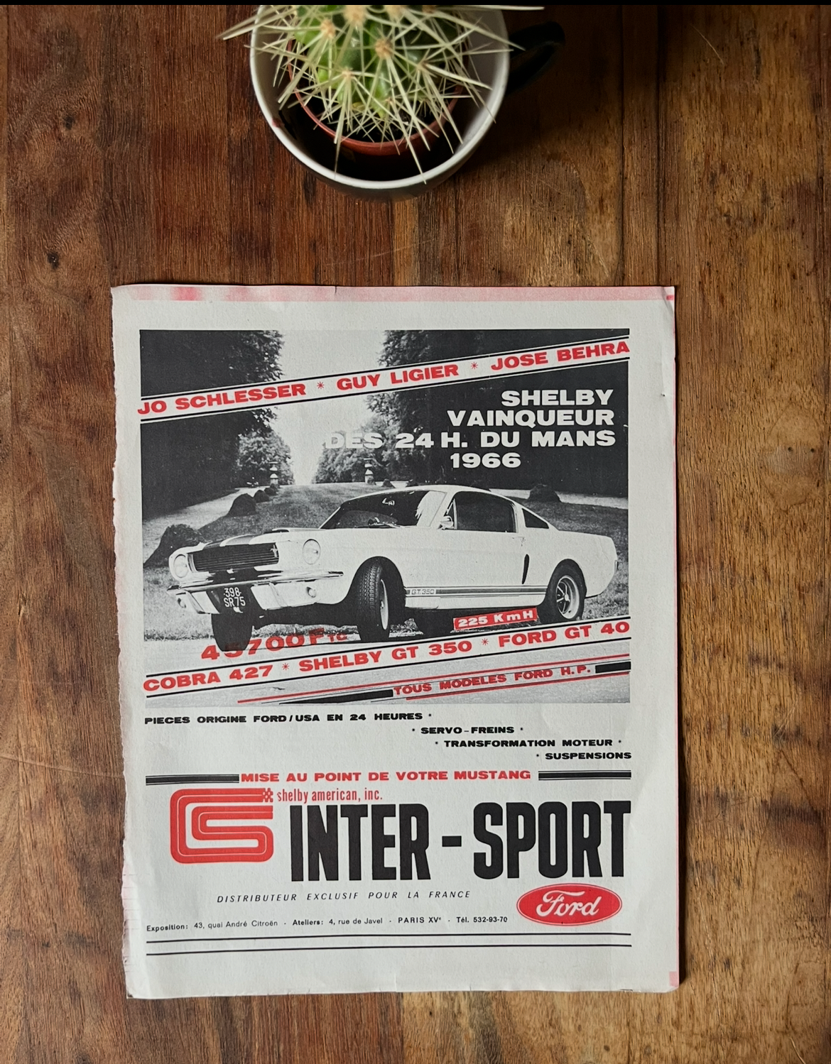 Vintage Ford Mustang 1967 advertising print French