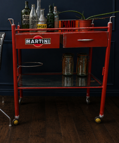 Vintage Martini logo drinks trolley ex medical